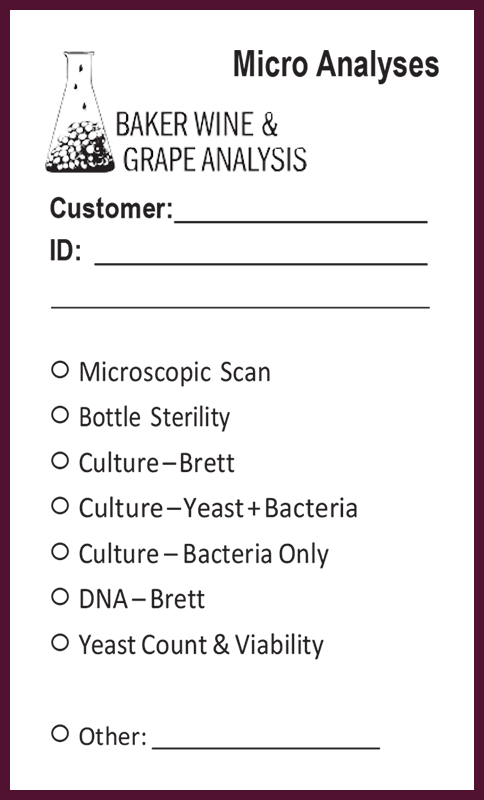 Baker Wine & Grape Analysis Label